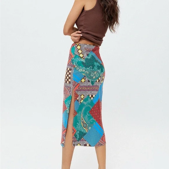 Urban Outfitters Maisie Patchwork Midi Skirt - Picture 3 of 3